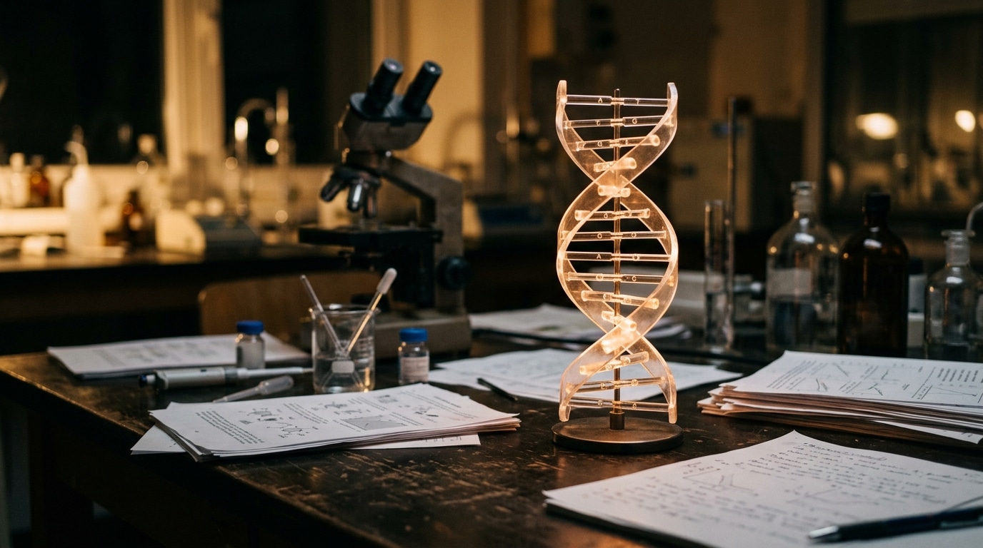 Modèle d'ADN lumineux dans un laboratoire de recherche
