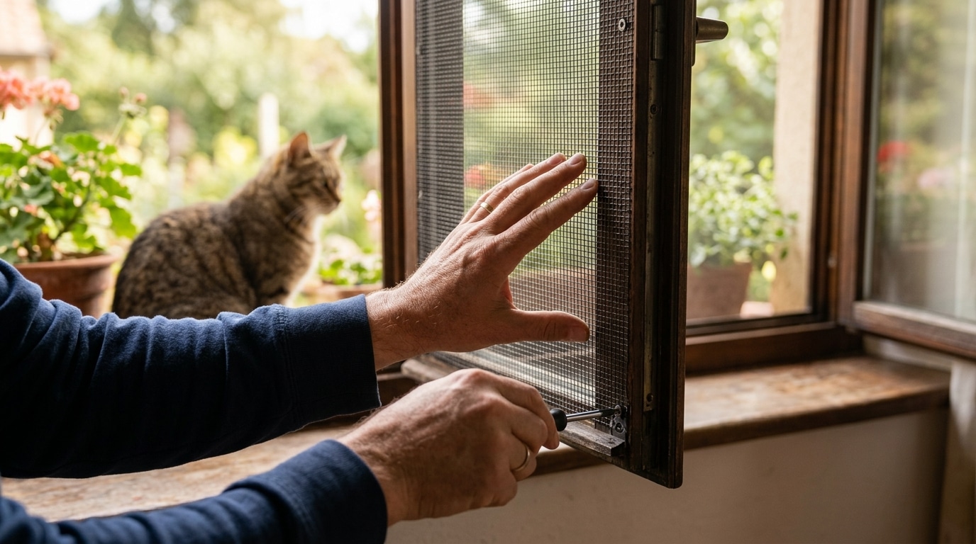 Installation d'une grille de protection sur une fenêtre