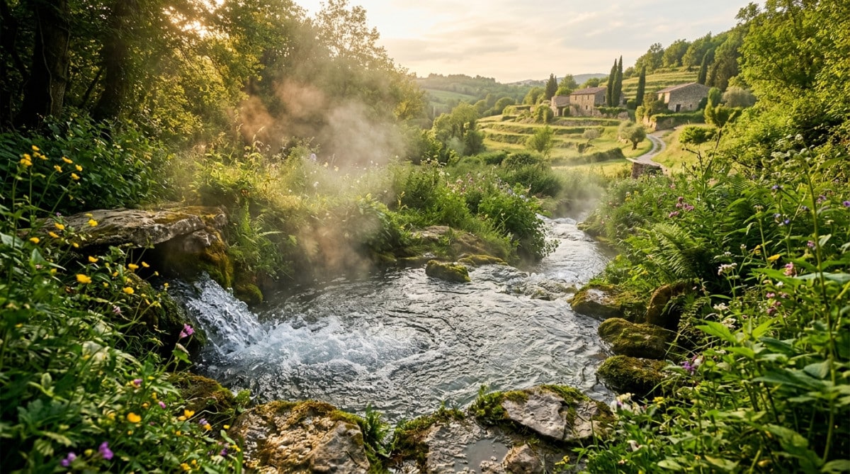 Source naturelle gazeuse dans la campagne française