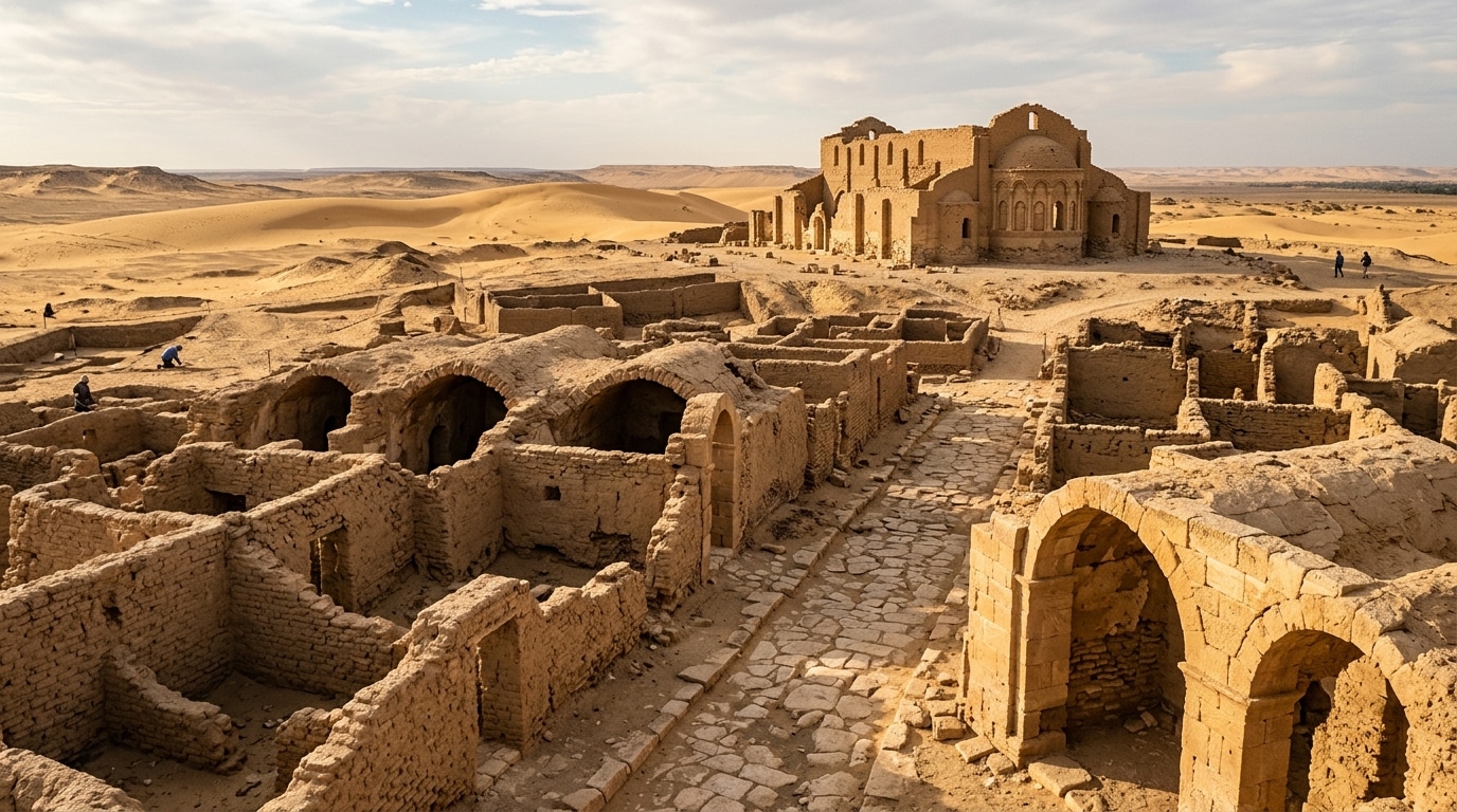 Ruines d'une ville byzantine ensevelie dans le désert égyptien