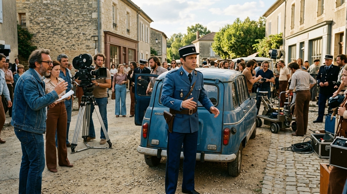 Scène de tournage tendue du film Le Gendarme de Saint-Tropez