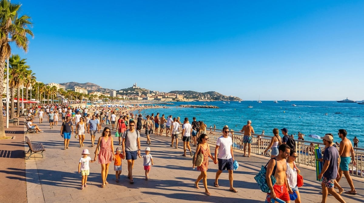 Terrasse ensoleillée à Marseille pendant la vague de chaleur