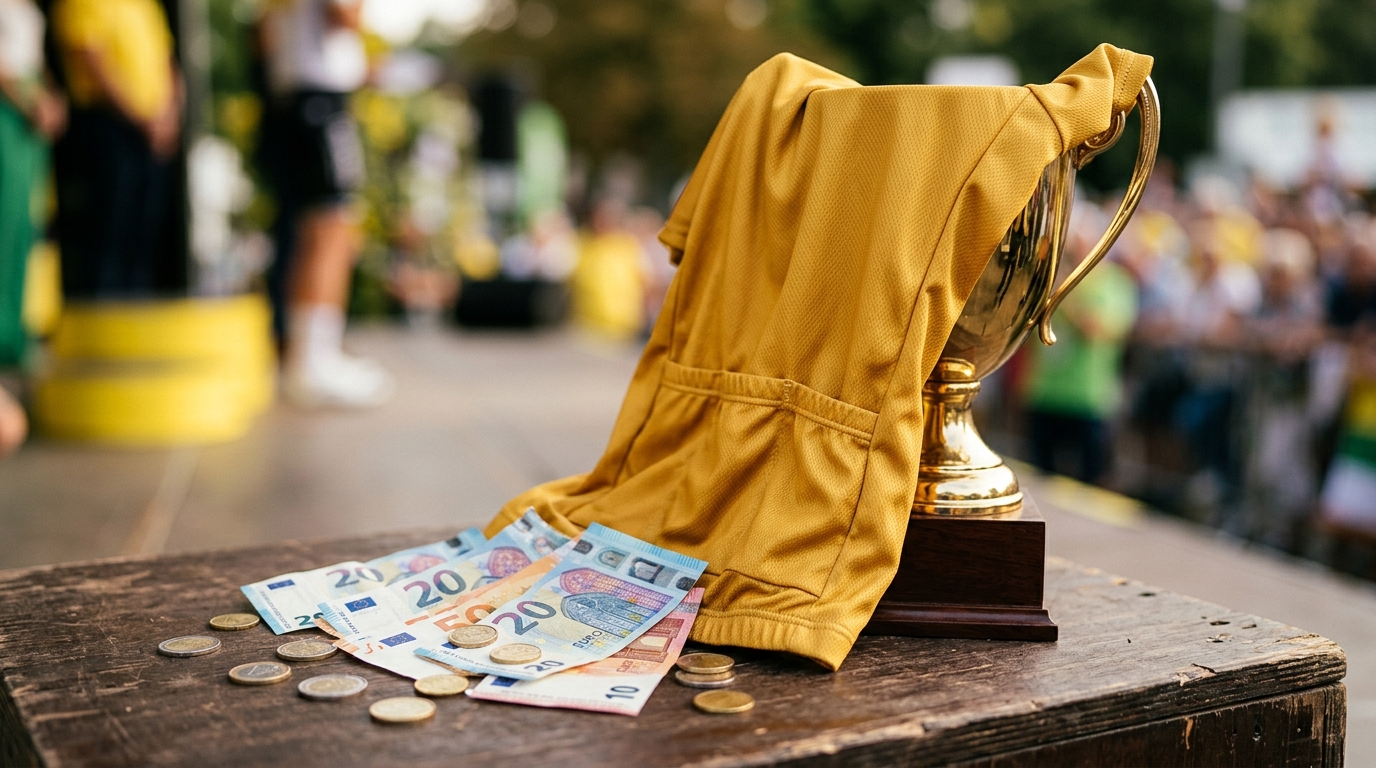 Maillot jaune et billets en euros symbolisant la prime