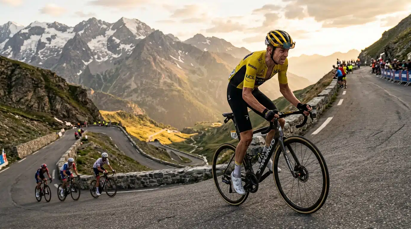 Paul Seixas attaque seul en montagne pendant le Tour