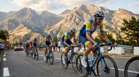 Équipiers protégeant leur leader en tête du peloton