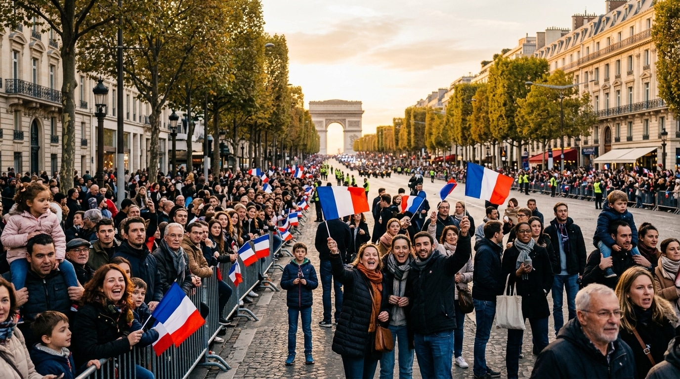 Foule nombreuse attend l'arrivée du Tour de France à Paris