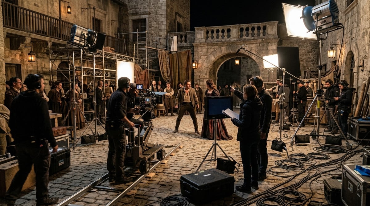 Tournage d'une série originale sur un plateau de production