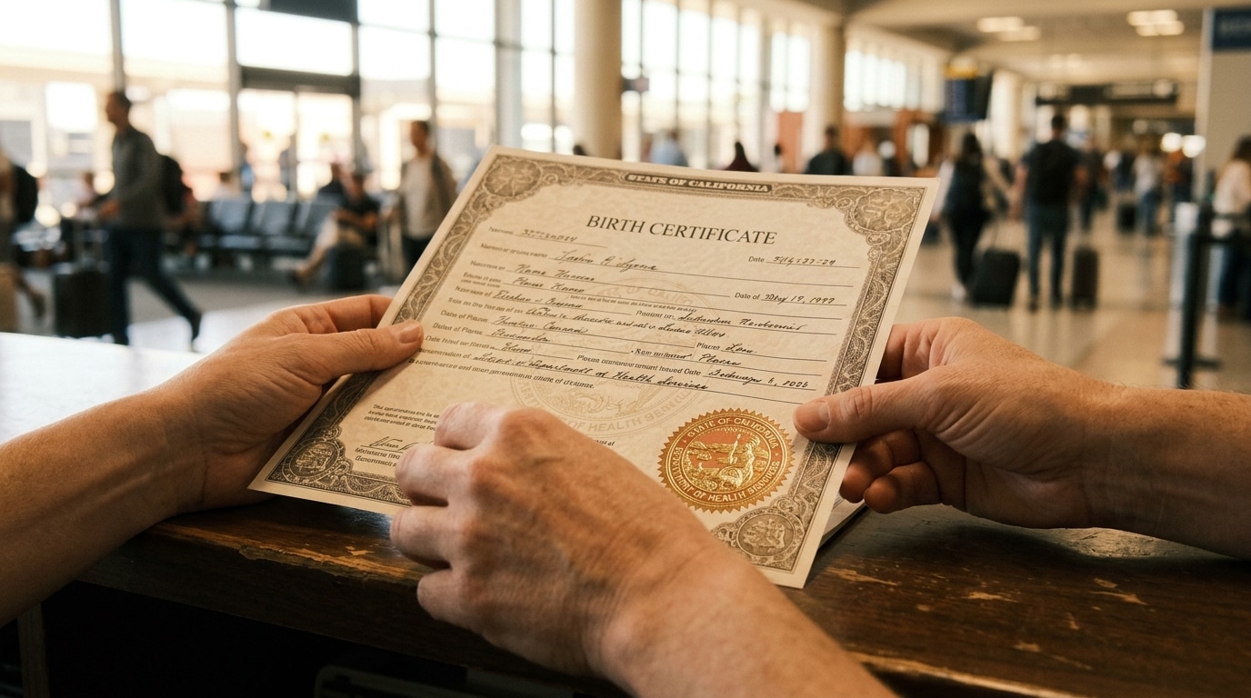 Certificat de naissance avec sceau officiel examiné de près