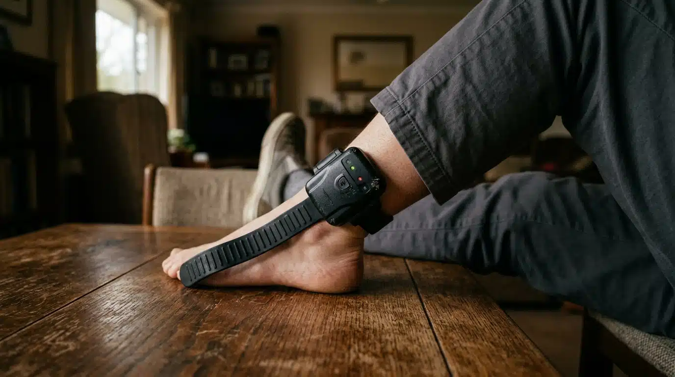 Bracelet électronique posé sur une table en bois