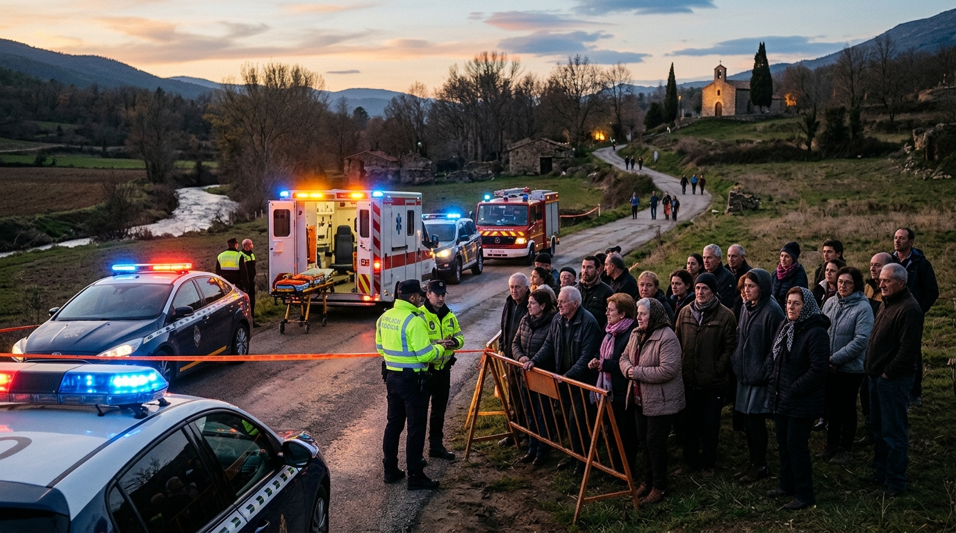 Secours rassemblés sur les lieux de l'accident du pèlerinage