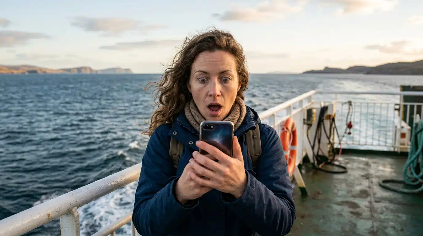 Passagère filmant une scène surprenante avec son téléphone