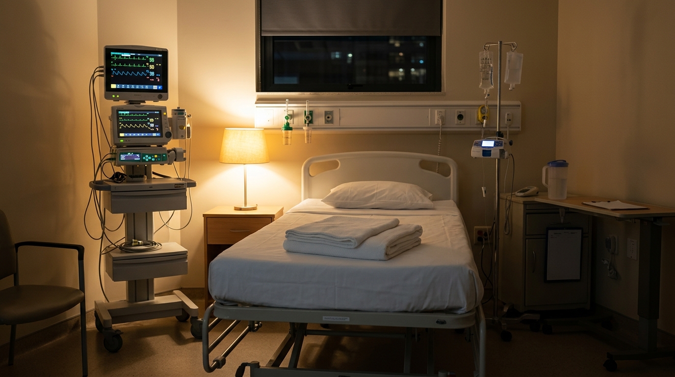 Chambre d'hôpital avec équipement médical de surveillance