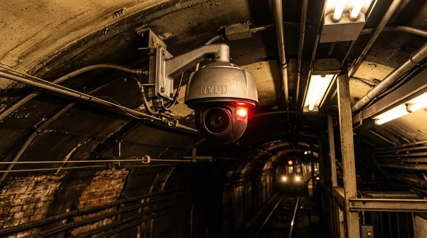 Caméra de surveillance dans une station de métro