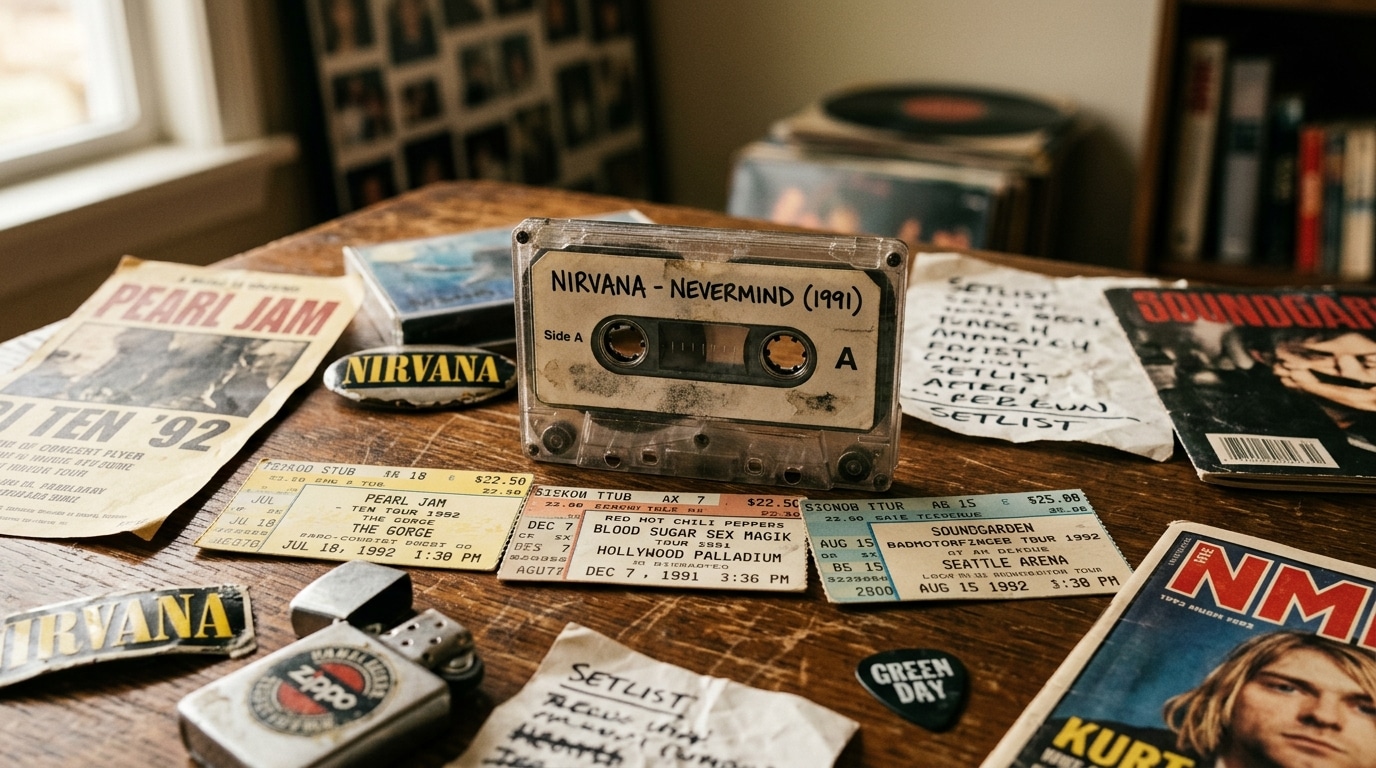 Cassette vintage et souvenirs de concert des années 90