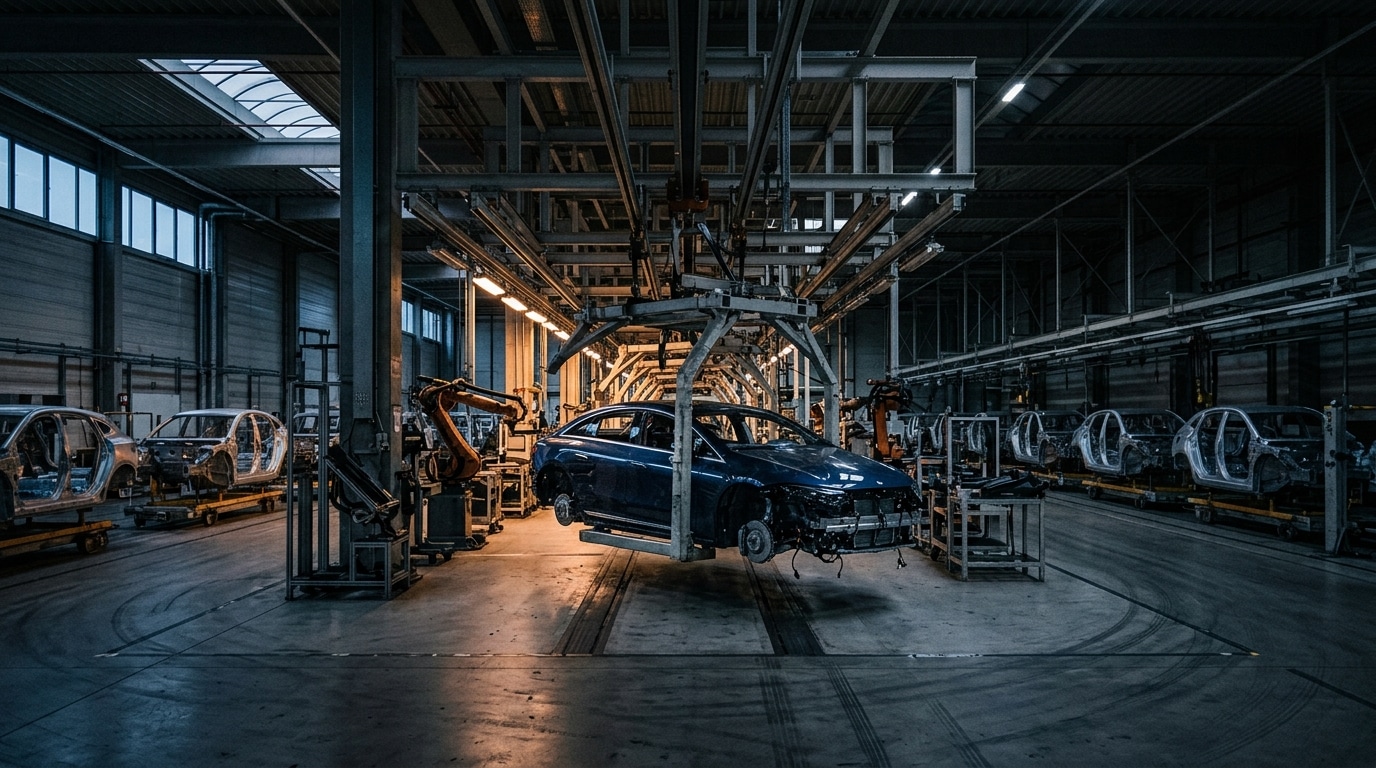 Chaîne de montage automobile électrique presque à l'arrêt