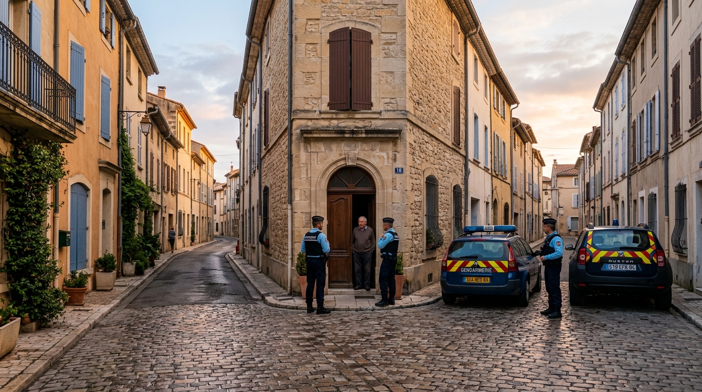 Rue d'Orange dans le Vaucluse avec véhicules de police