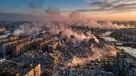 Ville chinoise détruite après le séisme de Tangshan