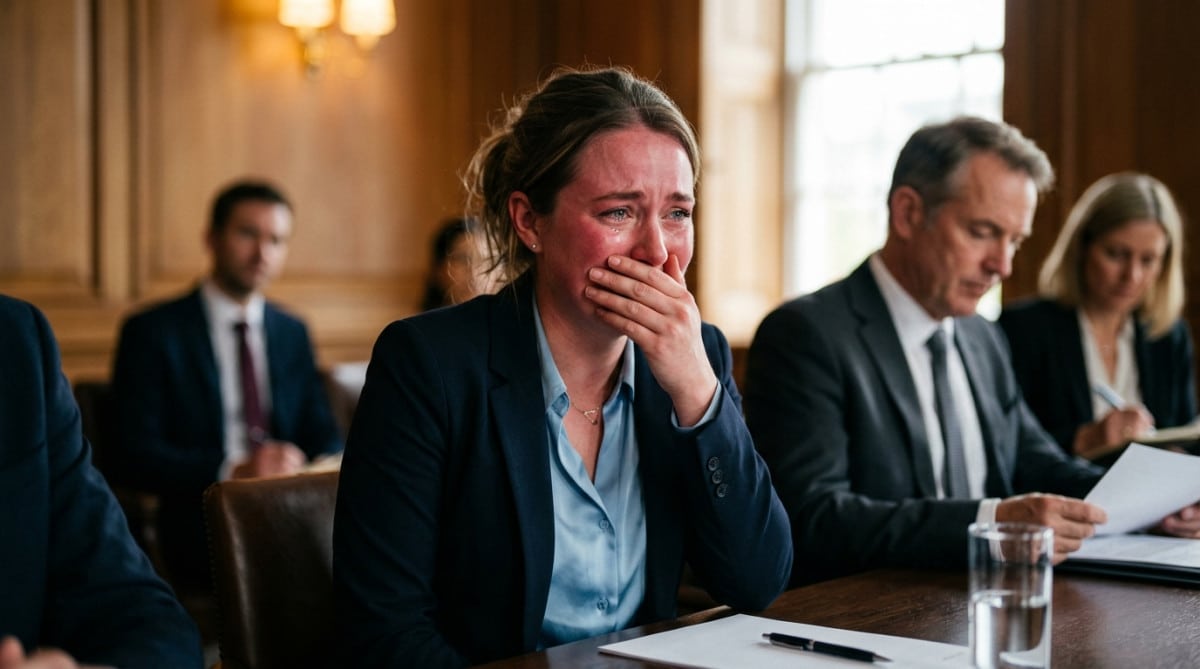 Visage rouge d'une personne réprimant un rire nerveux