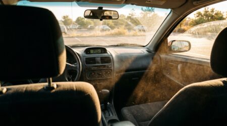Thermomètre de voiture affichant une forte chaleur intérieure