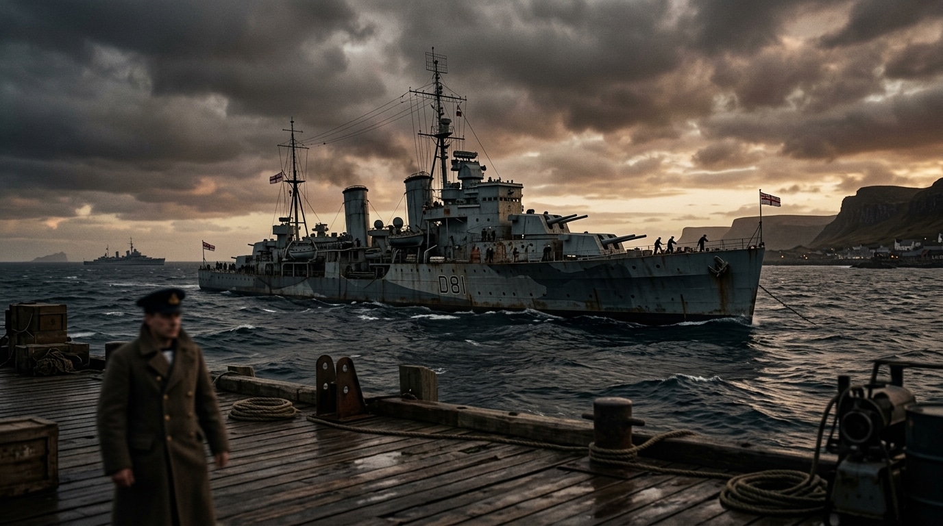 Croiseur de guerre gris naviguant sur mer agitée