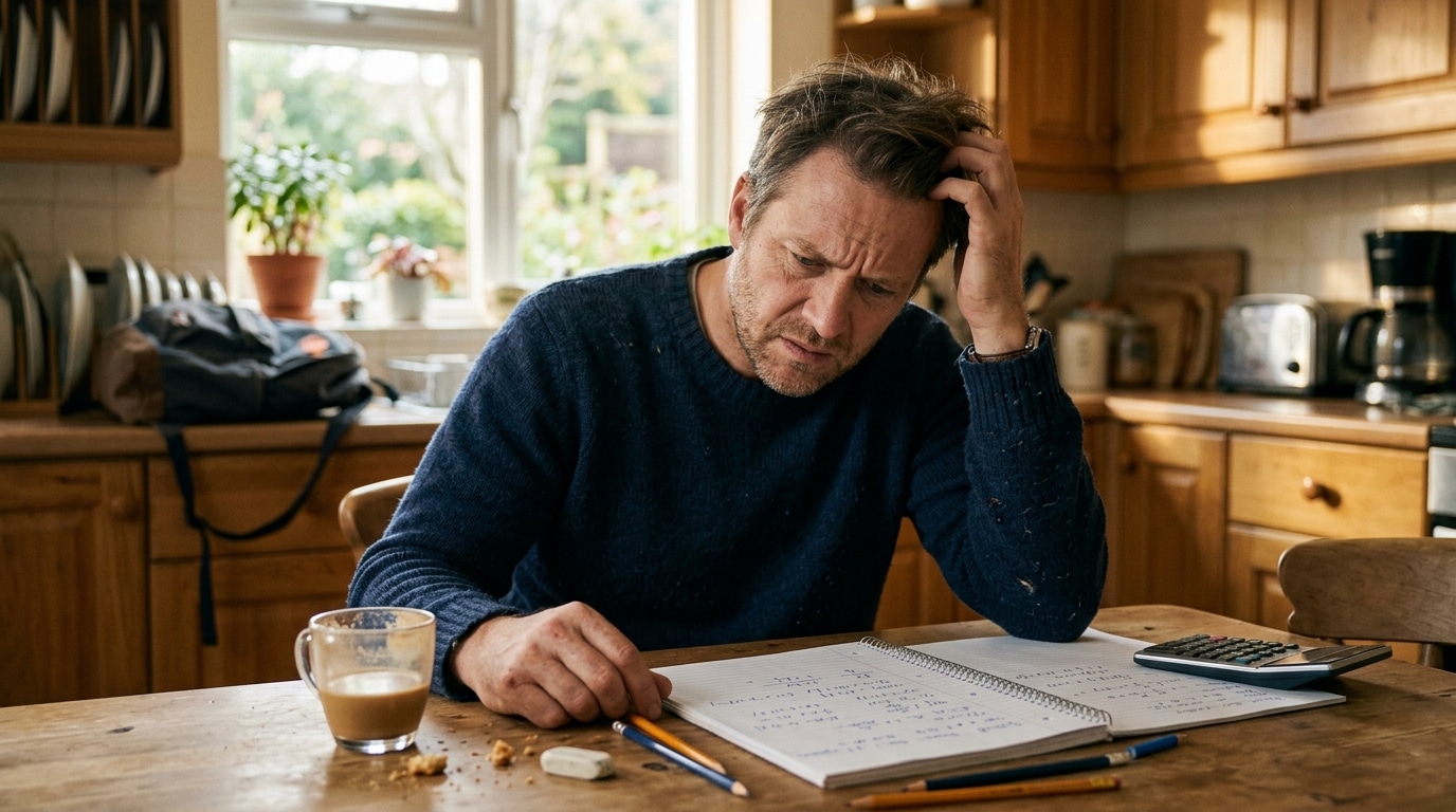 Adulte perplexe devant un calcul de priorité des opérations
