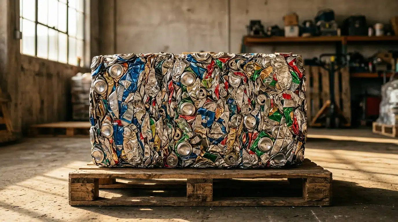 Bloc compact de canettes en aluminium recyclées
