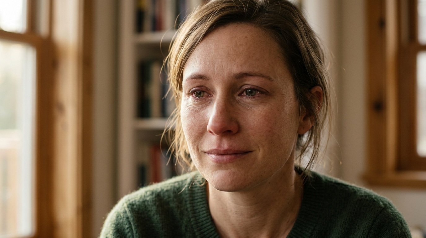 Visage d'une mère bouleversée par le chagrin et l'amour