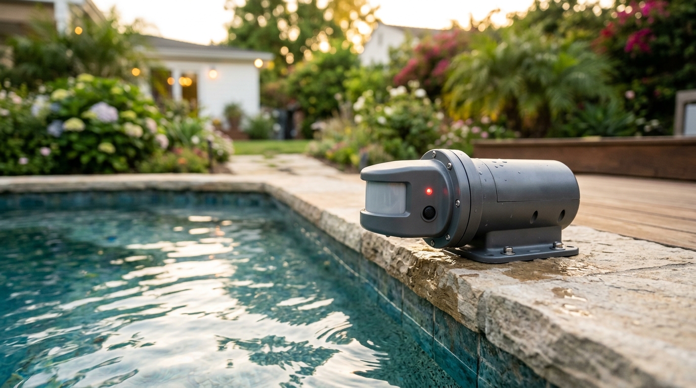 Alarme de sécurité installée au bord d'une piscine