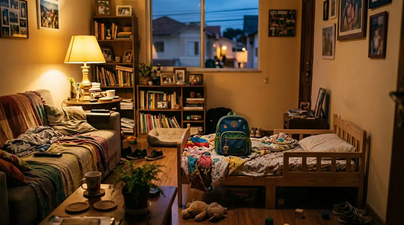 Chambre d'enfant vide dans une maison brésilienne au crépuscule