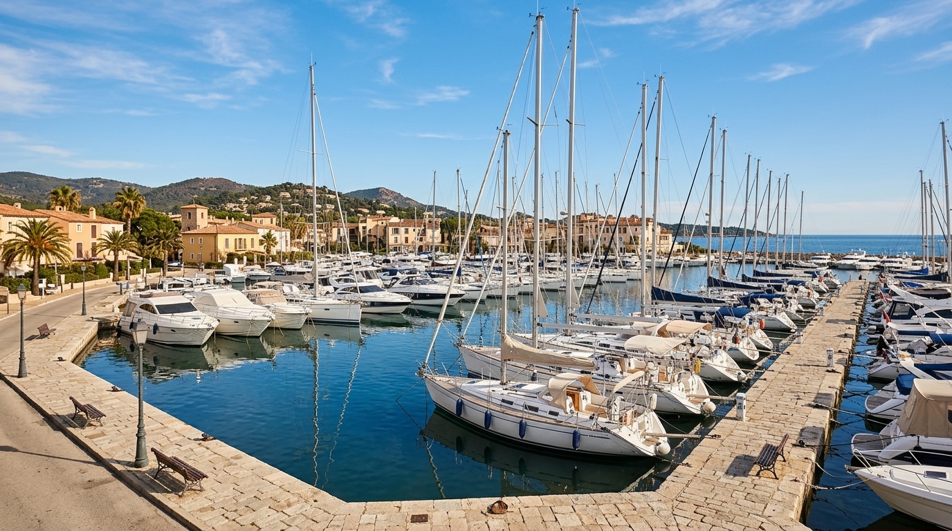 Vue du port de plaisance corse avec voiliers