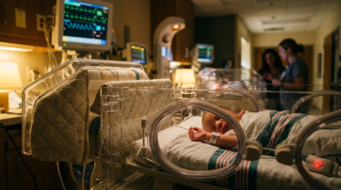 Bébé prématuré dans une couveuse à l'hôpital