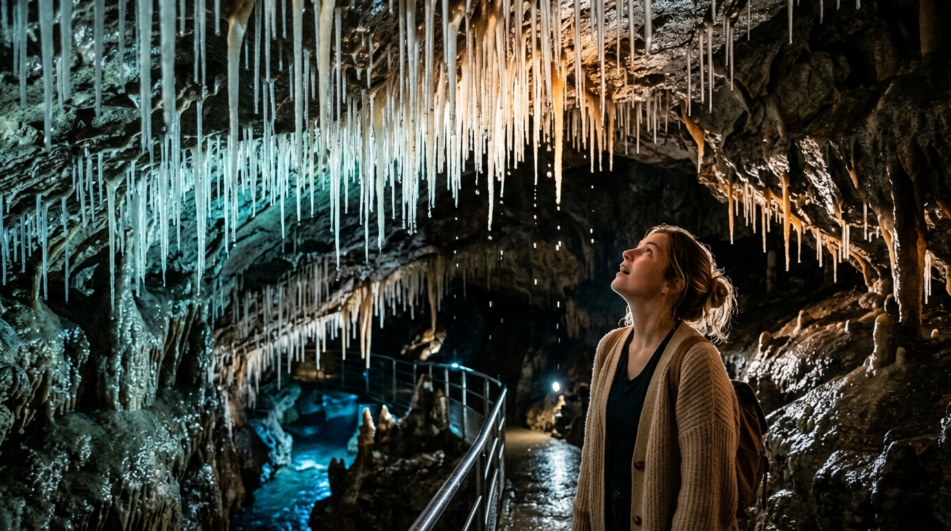 Stalactites de la grotte de Choranche dans le Vercors