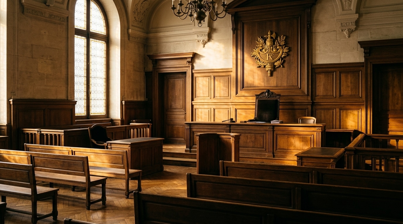 Intérieur vide d'une salle d'audience du Conseil d'État