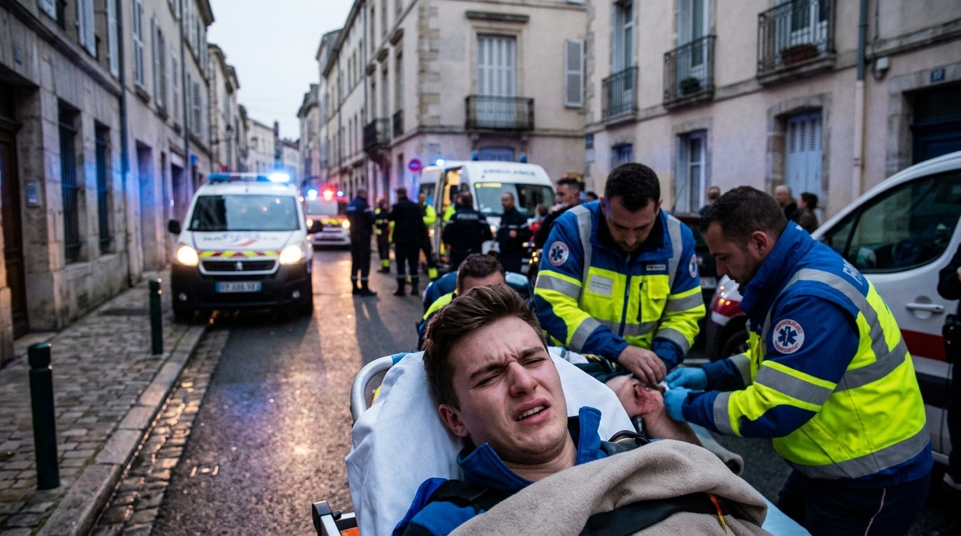 Trottinette électrique renversée près d'un fourgon accidenté
