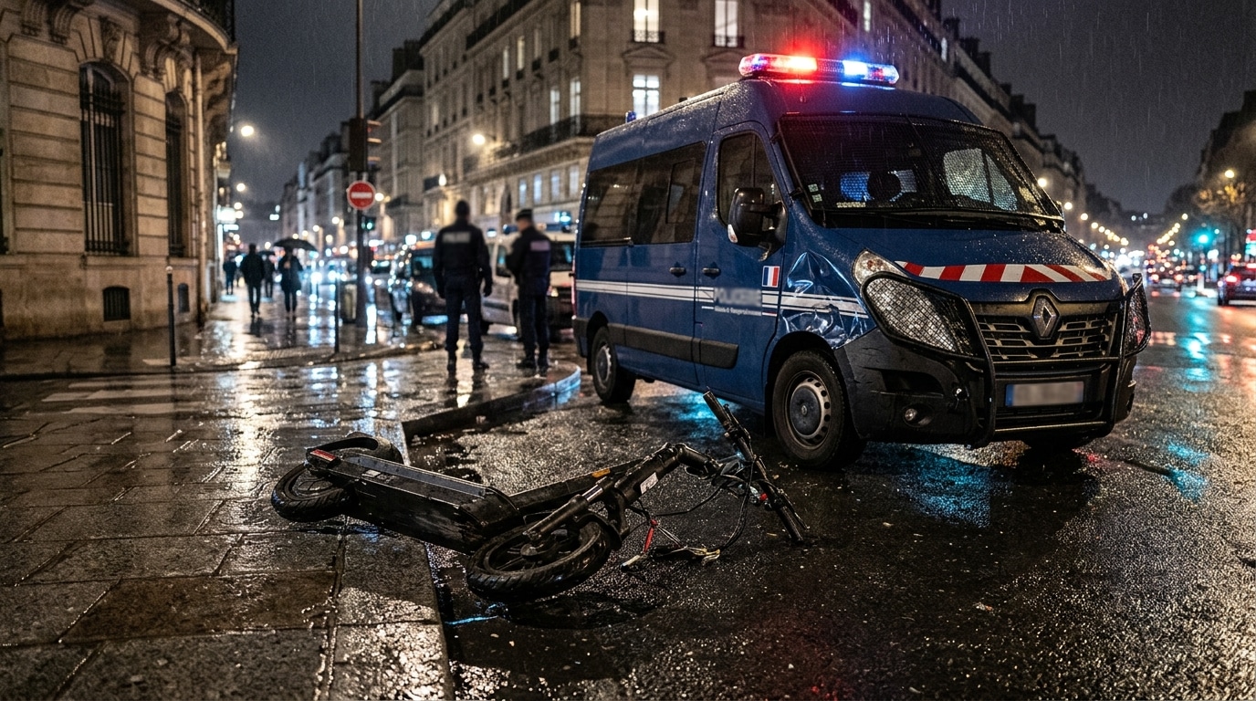 Scène nocturne d'intervention des secours en ville
