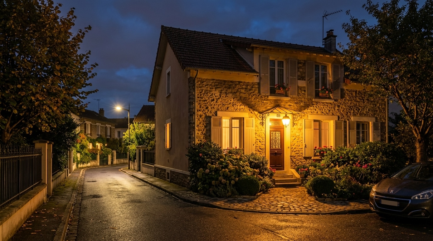 Maison de banlieue dans le Val-de-Marne la nuit