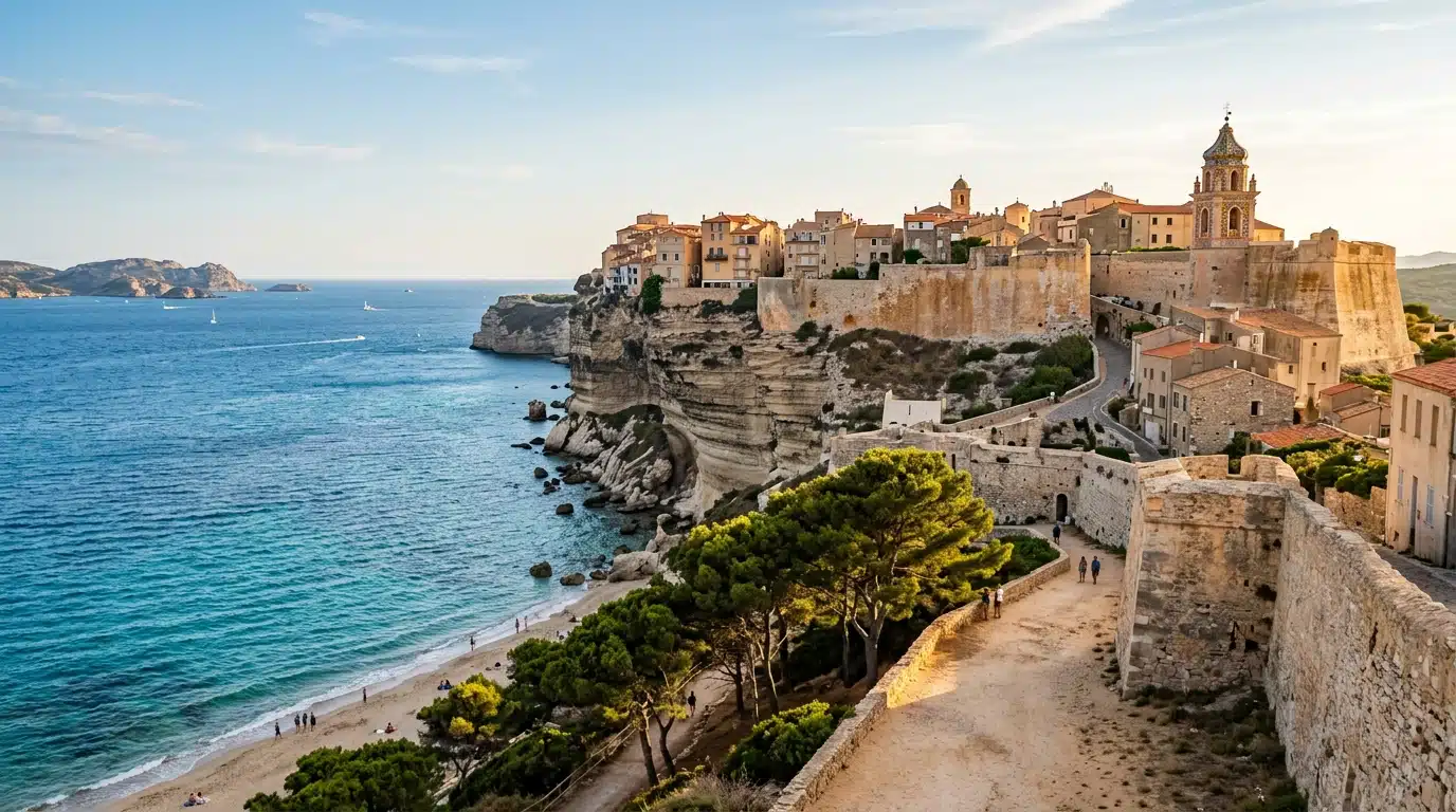 Vieille ville catalane avec remparts au bord de la mer