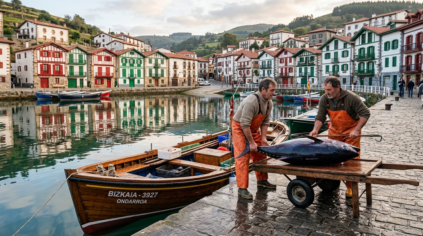 Port de pêche basque aux maisons colorées