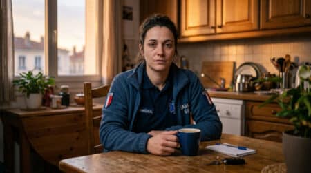 Ambulancière épuisée après une garde de nuit
