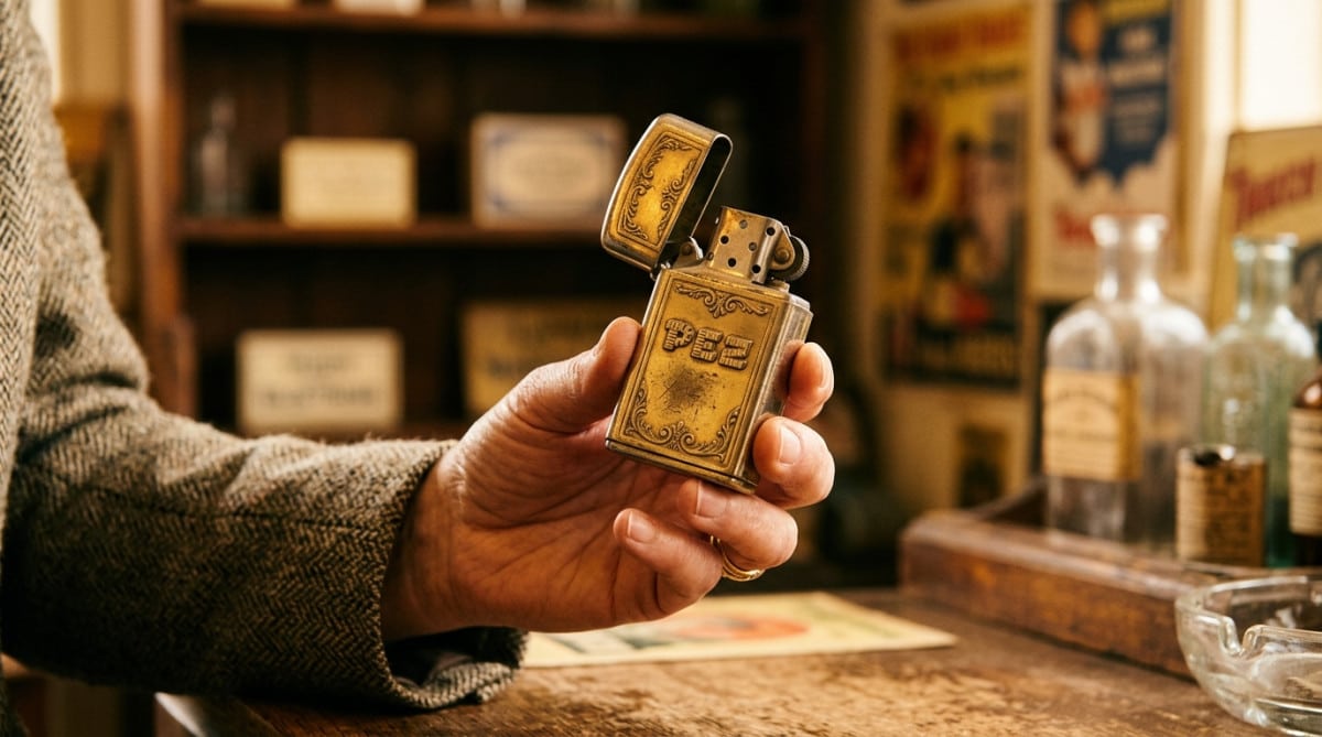 Ancien distributeur PEZ métallique en forme de briquet