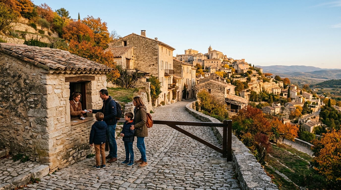 Péage piéton à l'entrée d'un village de montagne français