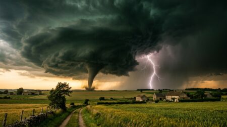 Nuage de tempête supercellulaire formant une tornade