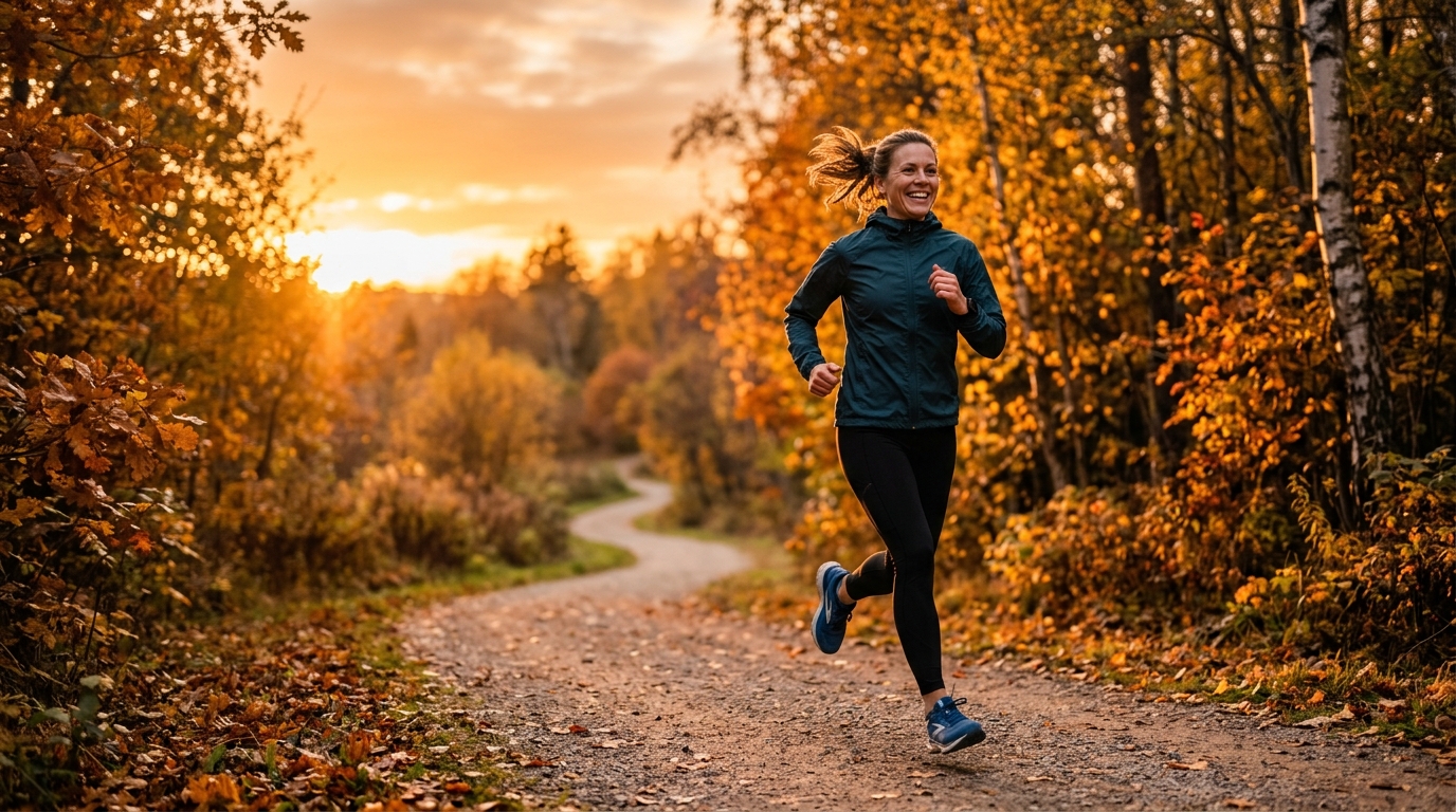 Personne faisant du sport au coucher du soleil