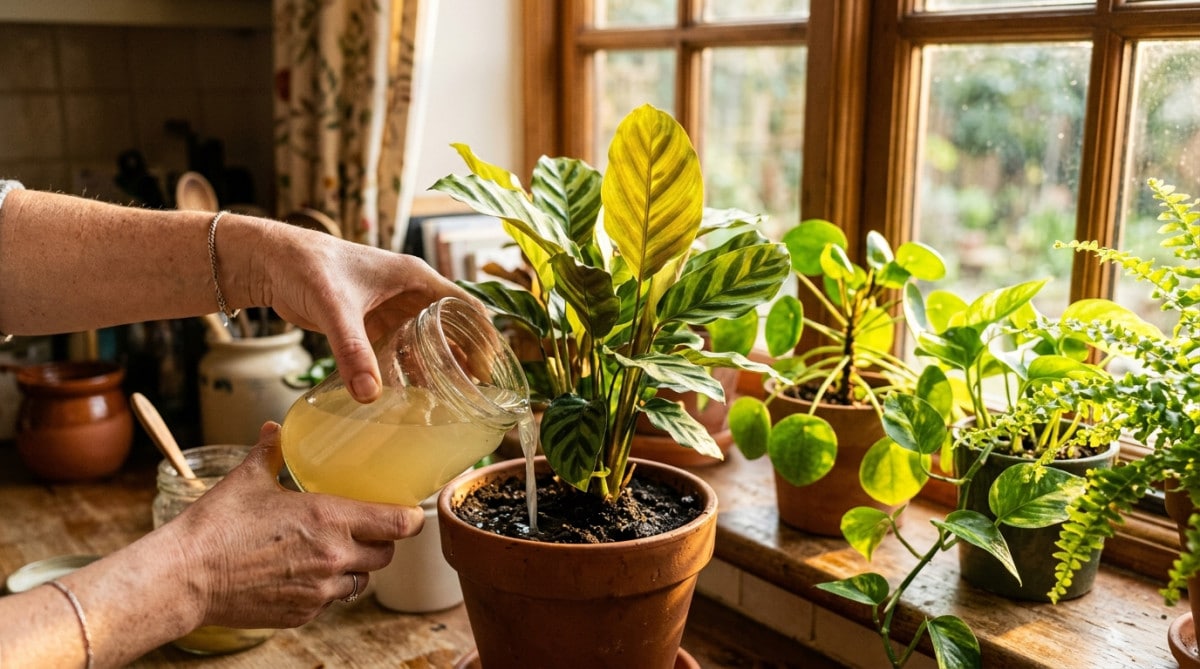 Arrosage des plantes avec l'eau de cuisson récupérée