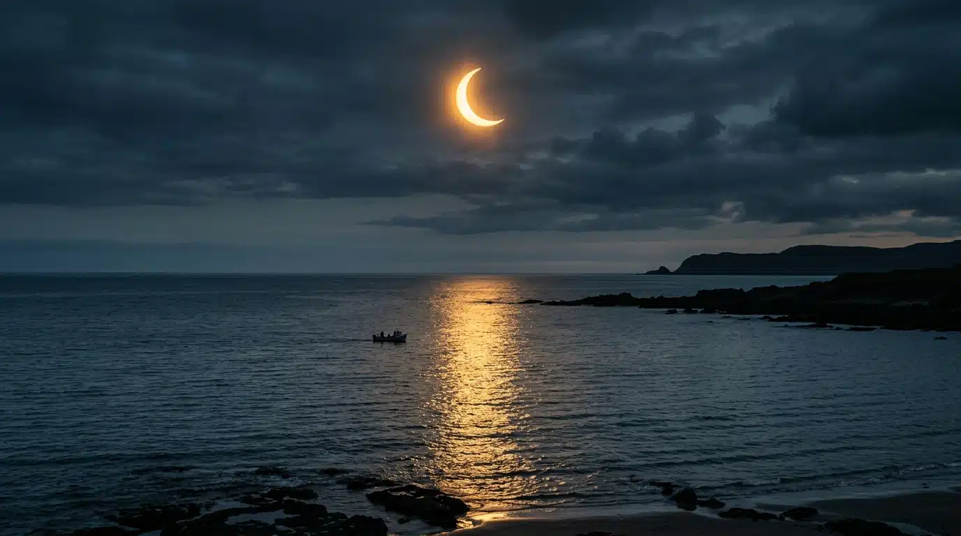 Éclipse solaire visible au-dessus de l'océan Atlantique