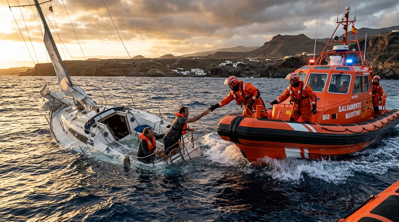 Sauvetage en mer d'un voilier coulé par des orques