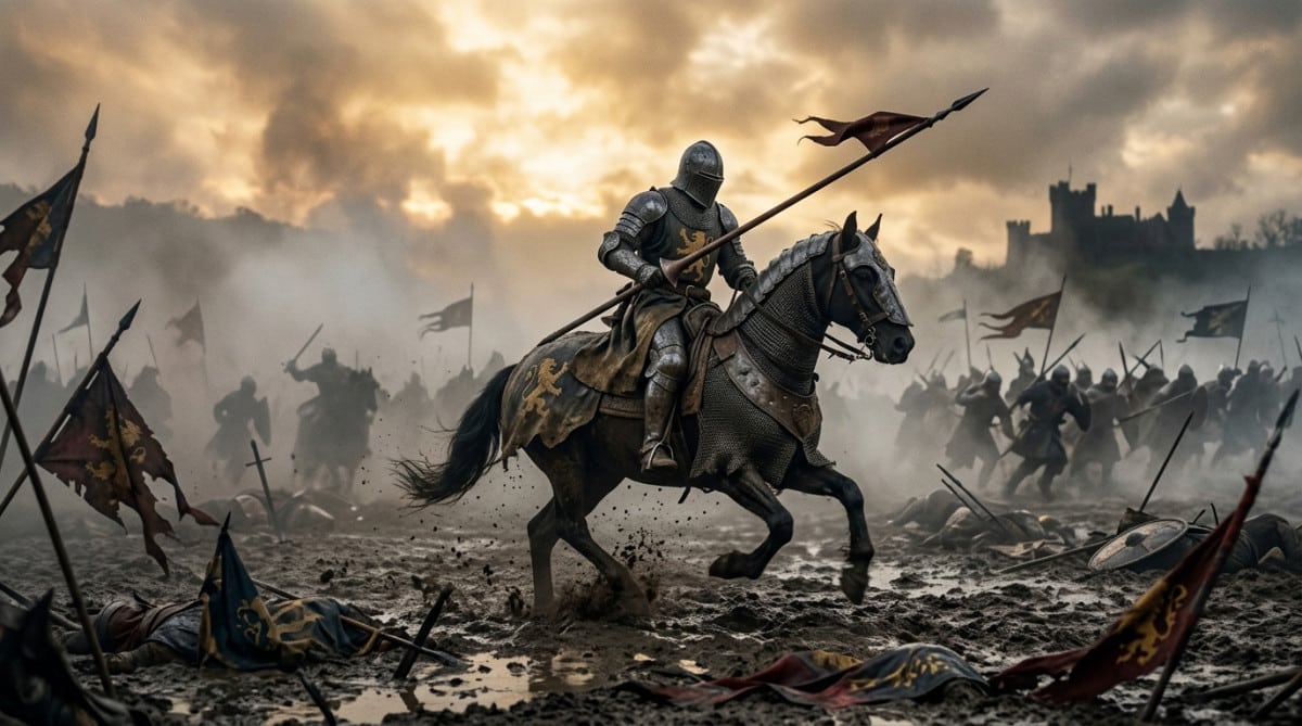 Bataille médiévale de Bosworth au crépuscule