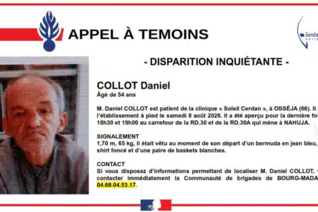 Bermuda en jean, T-shirt foncé : Daniel, 54 ans, a disparu près d'une clinique des Pyrénées-Orientales