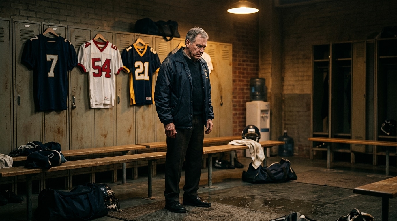 Vestiaire de football américain dans une lumière tamisée