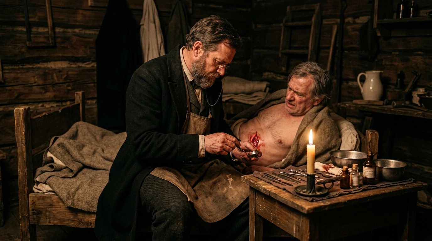 Médecin examinant une fistule gastrique en 1822